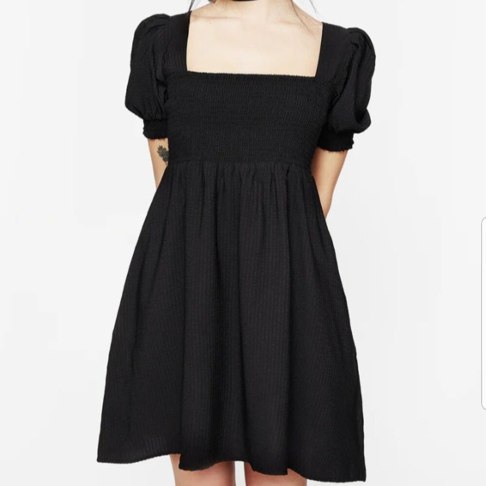 Morna Puff Sleeve Black Mini Dress